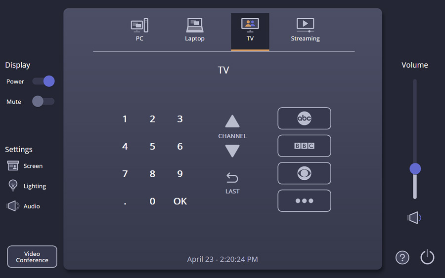 Thumbnail image of TLP Pro 1025 series TV page with default background