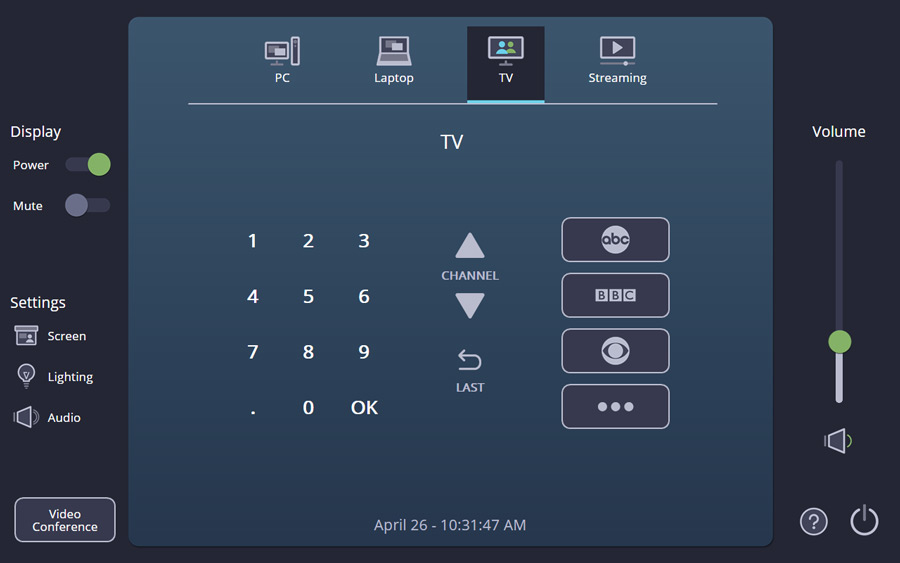 TLP Pro 1025 series TV page with blue slate background