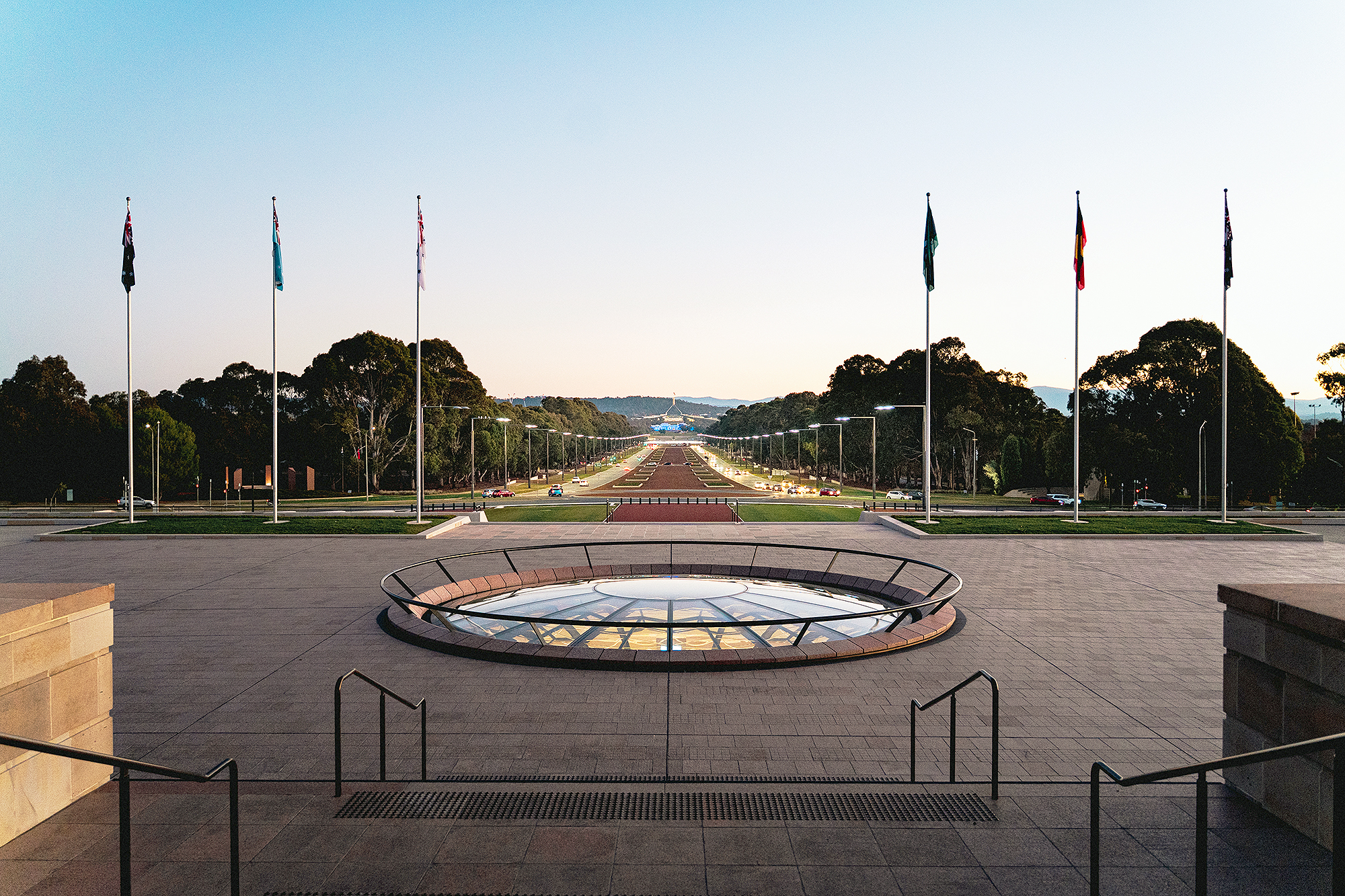 Situated at the base of Mount Ainslie, the Australian War Memorial overlooks ANZAC Parade and the ceremonial land axis that extends directly toward Parliament House.
