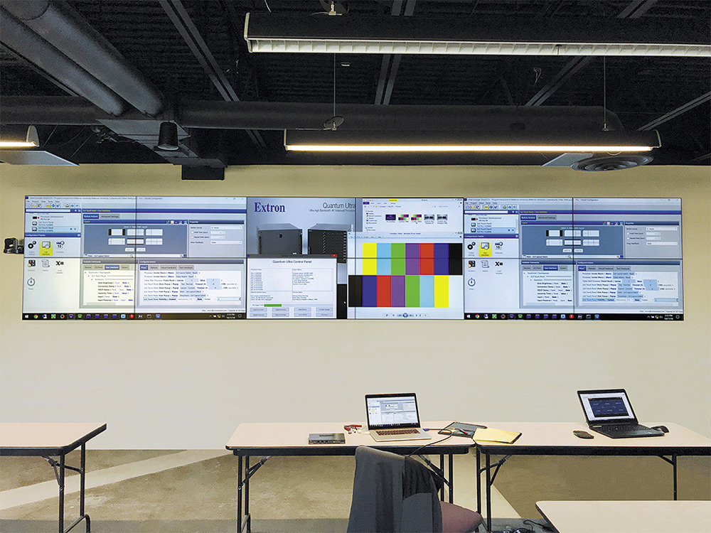 A 6x2 videowall in the main lab area