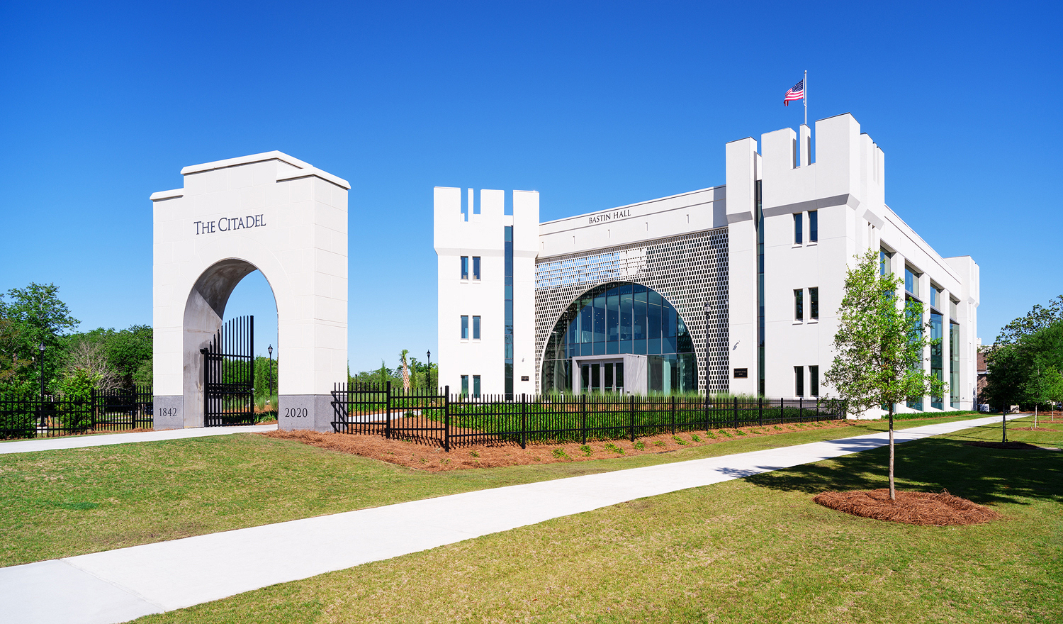 After two years of construction, The Citadel's Bastin Hall opened to students Spring 2021. Housing the Tommy and Victoria Baker School of Business, the building is a $25M investment in the latest educational space concepts and technology designed to foster creativity and collaboration. State-of-the-art audiovisual teaching tools are part of that investment