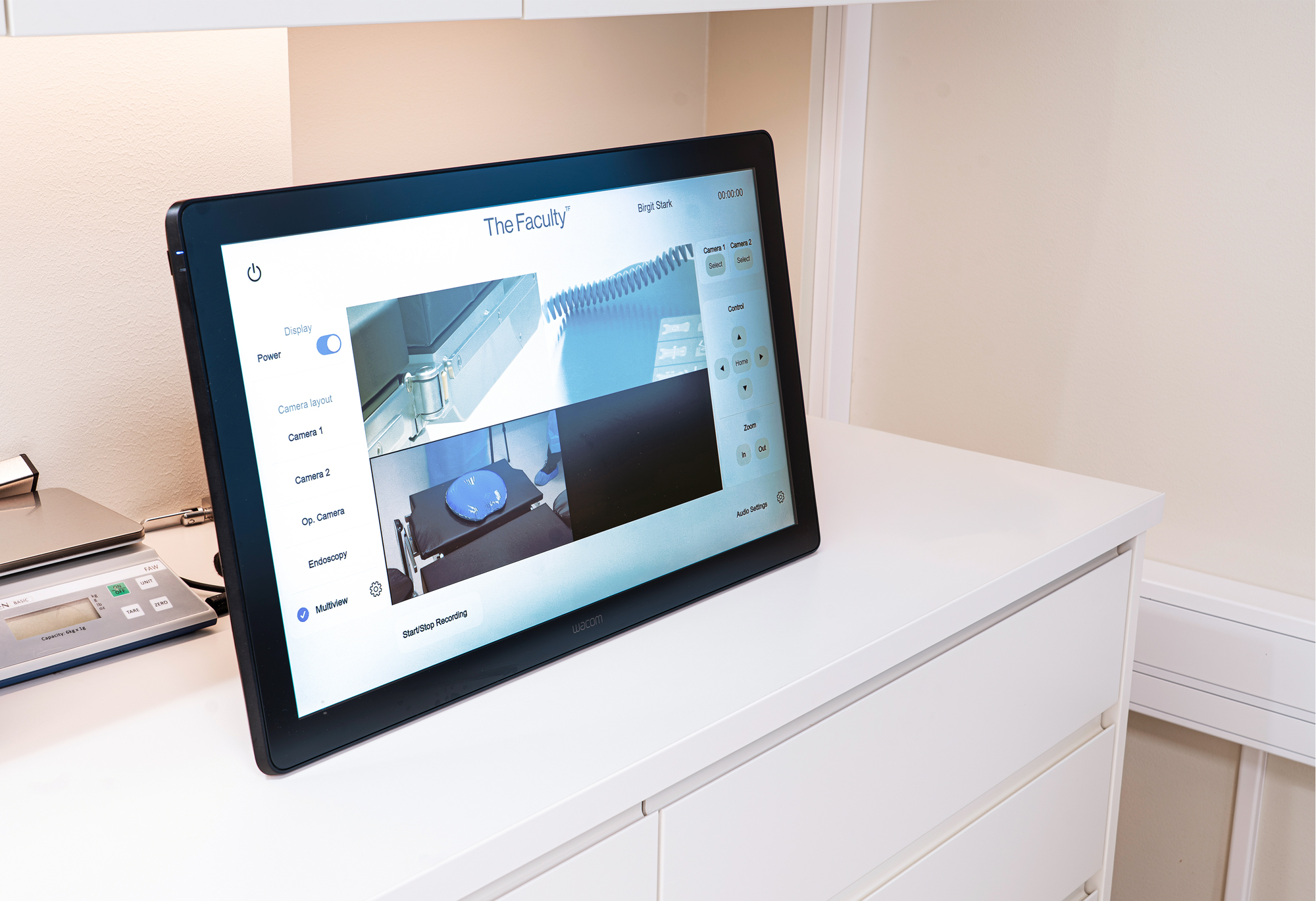 The NAV System and Extron control processing enable users to easily select sources, manage recordings, and adjust audio levels on a third-party touchscreen.