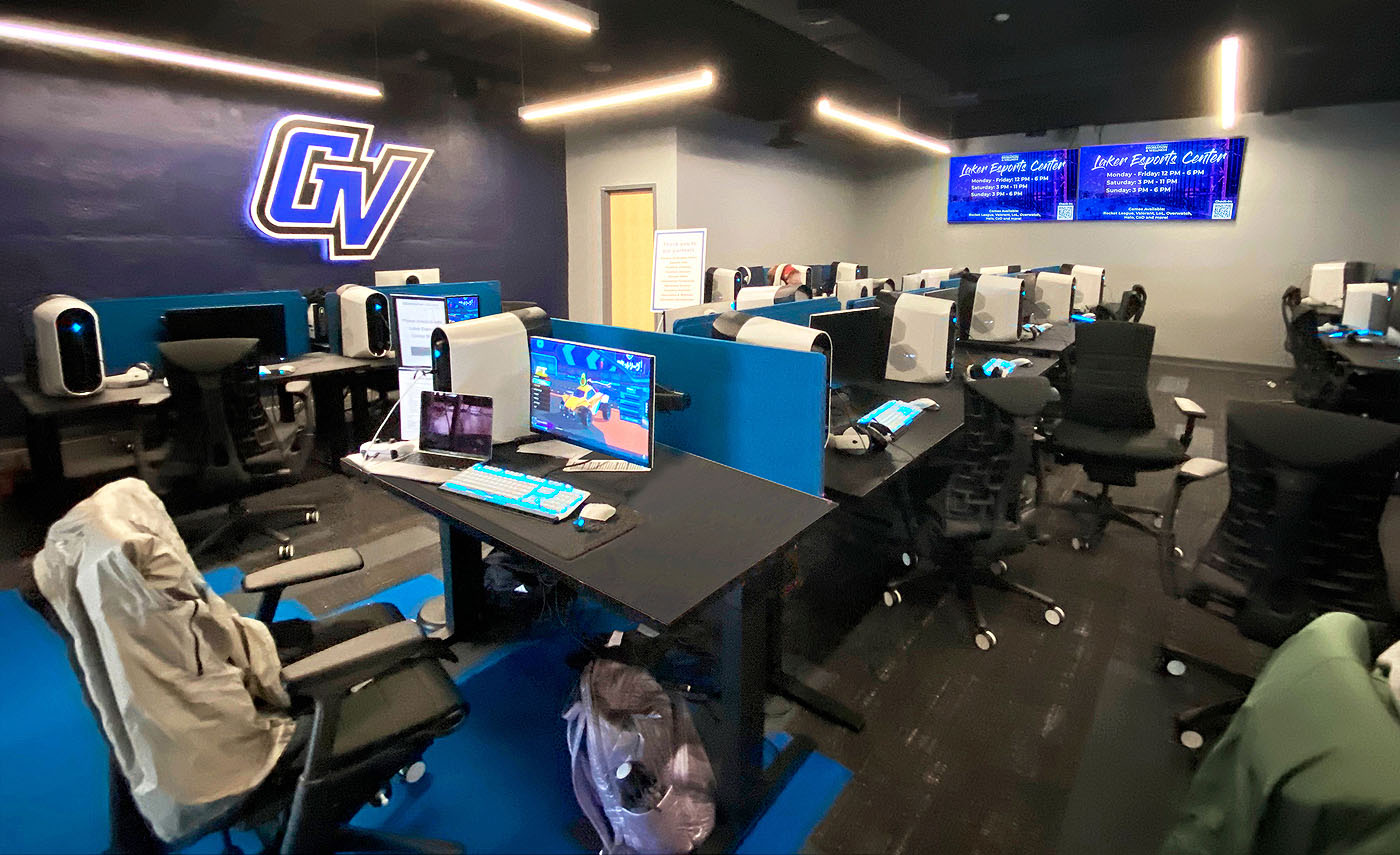Gameplay in the Laker Esports Center at Grand Valley State University draws students from across campus to this previously under-utilized space and the adjacent dining hall.