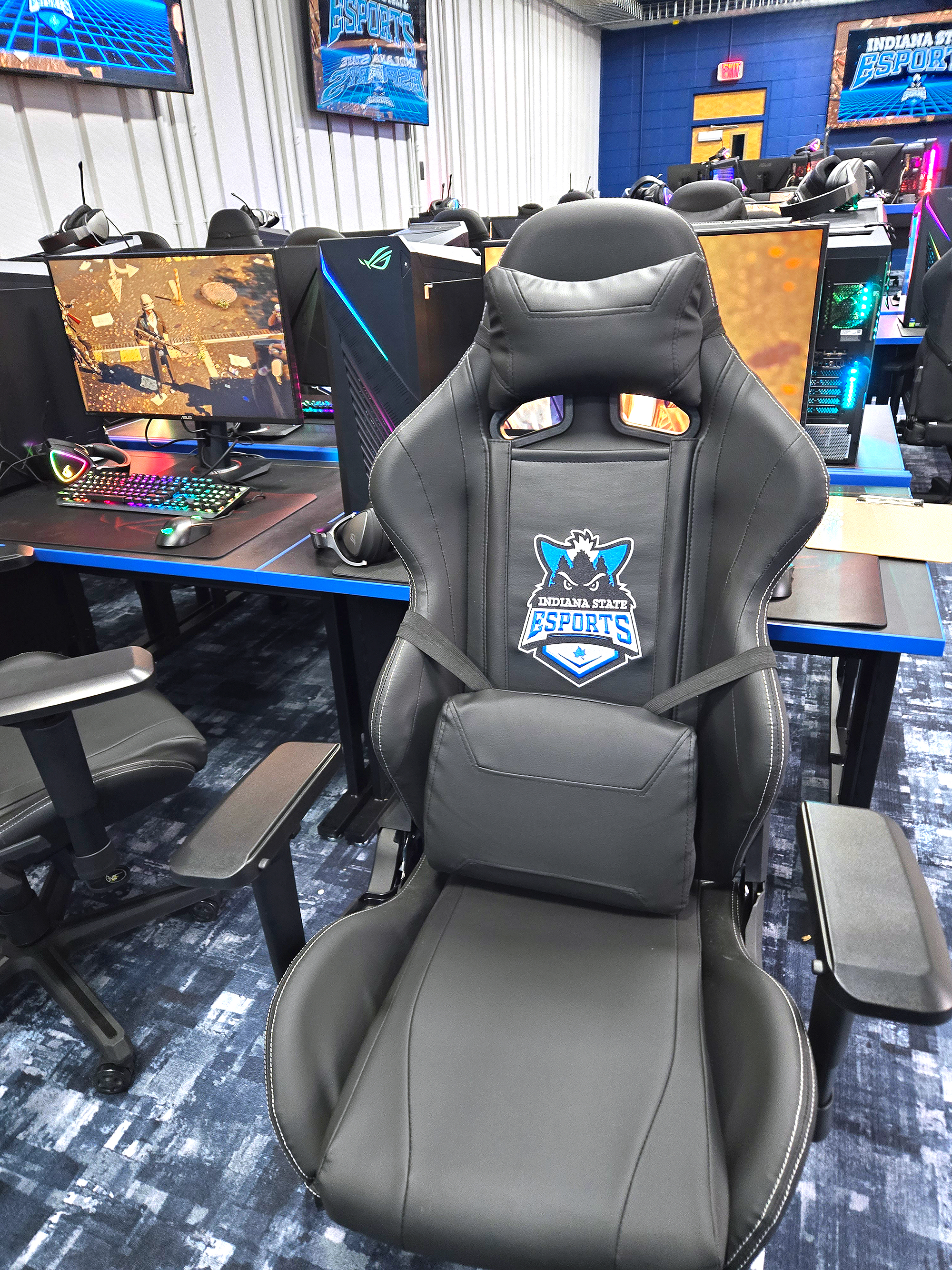 The program’s dynamic logo even finds its way onto the gaming chairs.