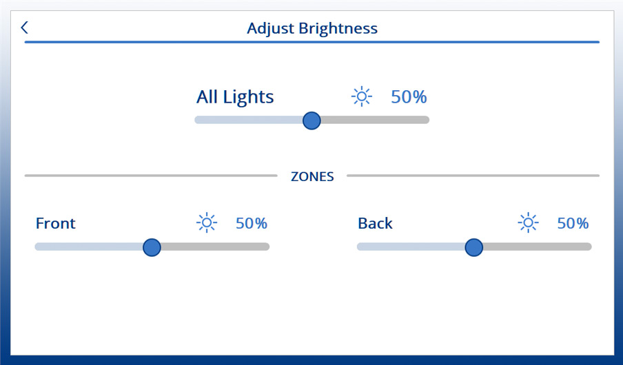 User interface of brightness adjusted to 50 percent