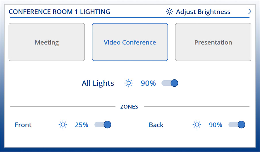 Imagen en miniatura de la interfaz de usuario del nivel de iluminación de la sala de conferencias