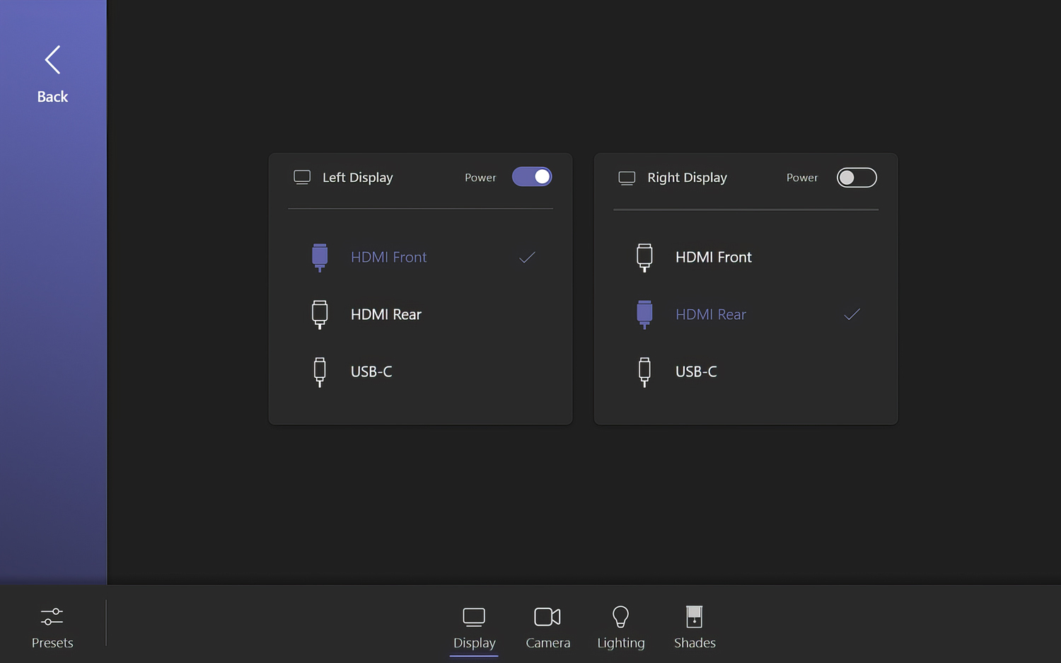 User interface showing Display Controls