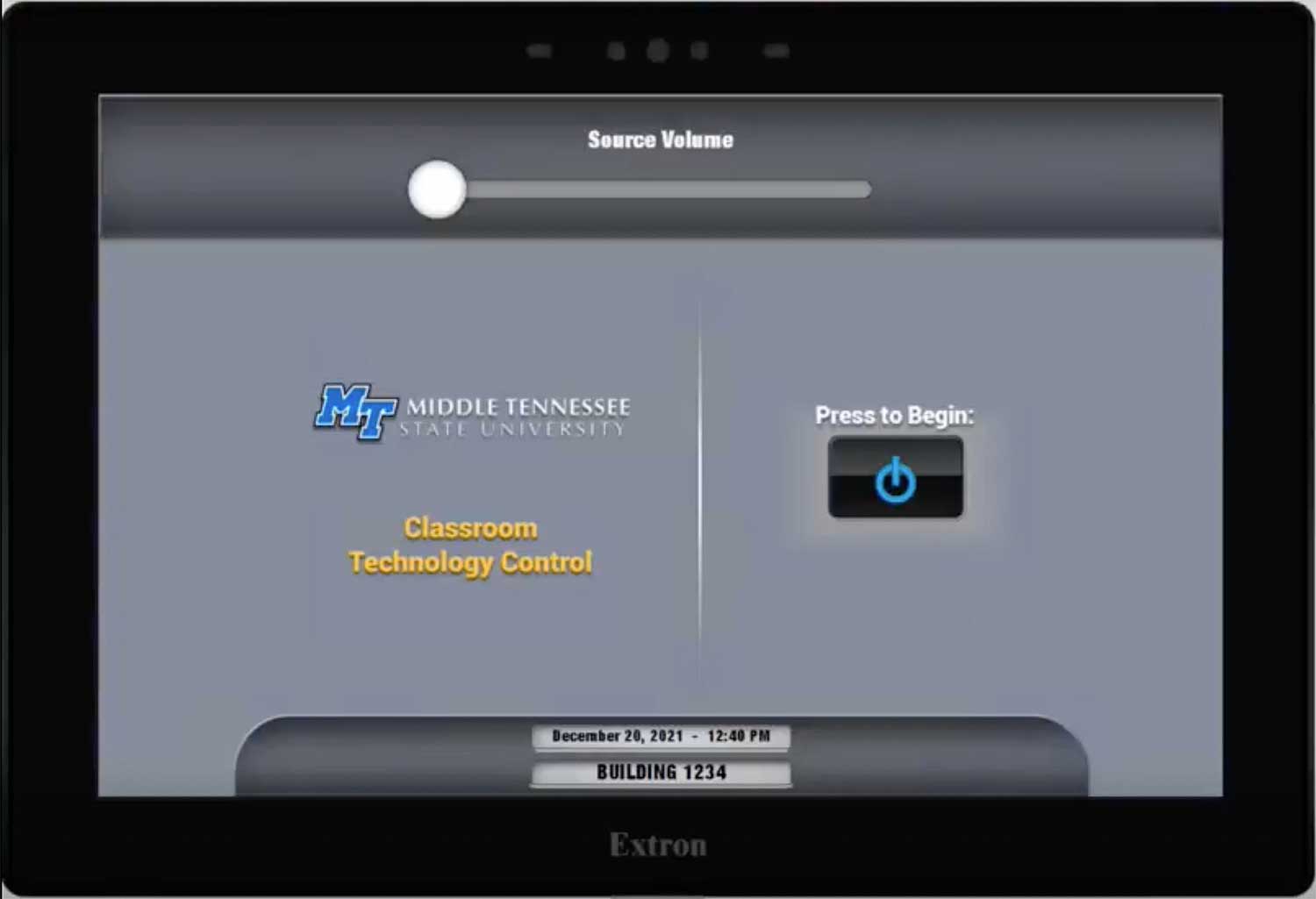 Start-up the AV system by tapping Press to Begin.