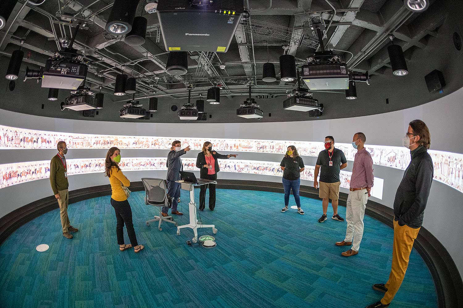 The Visualization Studio interior with 360- degree projection. The exterior of the Visualization Studio is featured in the lead image at the top of this article.