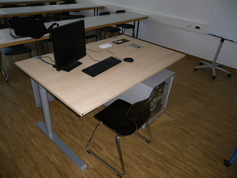 Cable Cubby 300S enclosure and MediaLink controller installed in the
instructor's desk