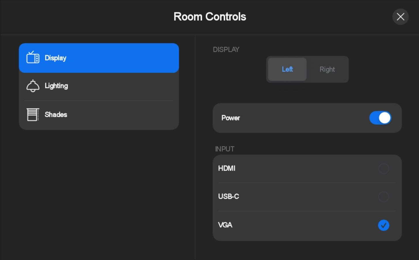Extron Control for Poly TC8 - Dark Theme Display Page