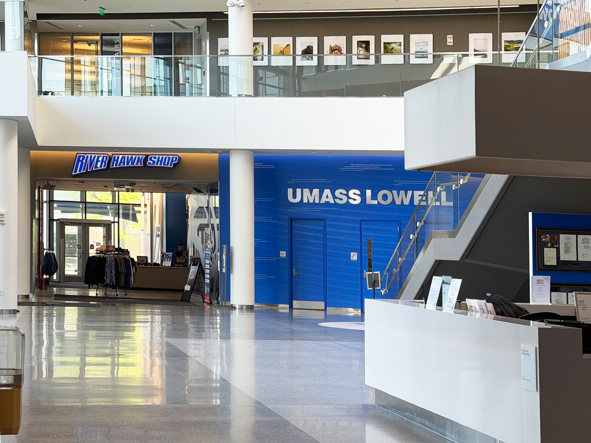 Rowdy’s Esports Arena is located beneath the River Hawk Shop in UMass Lowell’s Meehan Student Center, placing the venue in a central, highly accessible campus location.