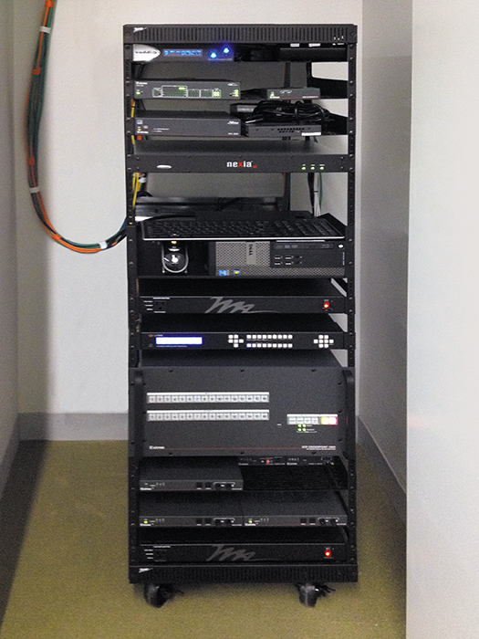 Mobile rack with AV equipment