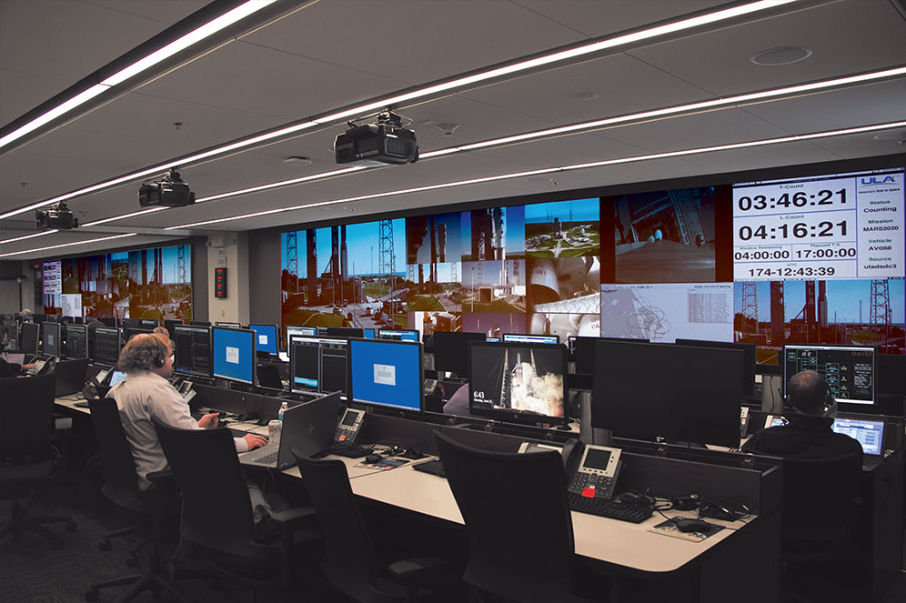 DOSC’s two videowalls driven by Quantum Ultra processing support approximately 100 engineers with video and telemetry capabilities for day‑of‑launch activities.