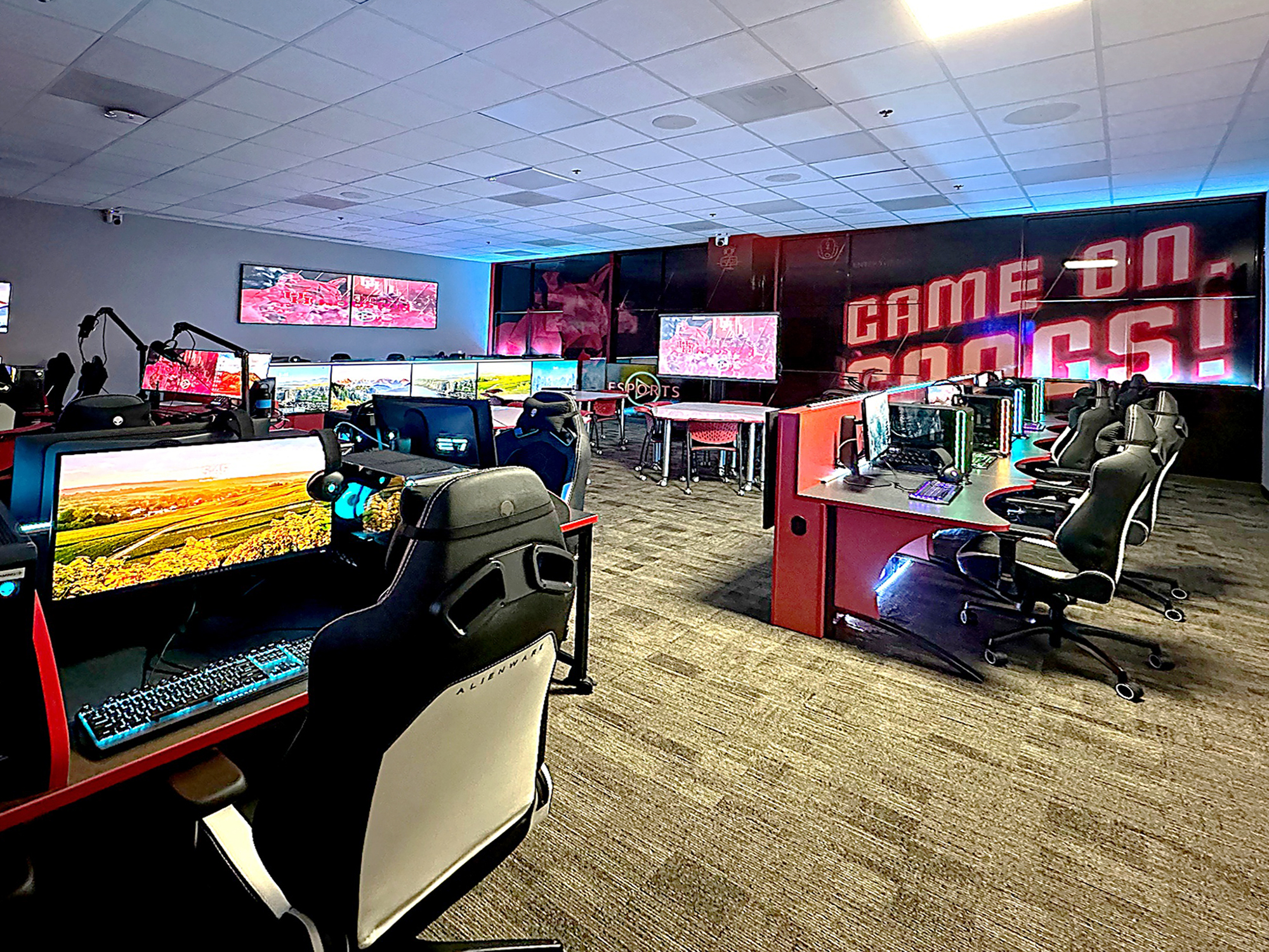 The esports arena features up to 20 gaming stations, allowing students to participate in classroom instruction, collaborative learning, and esports tournaments.  