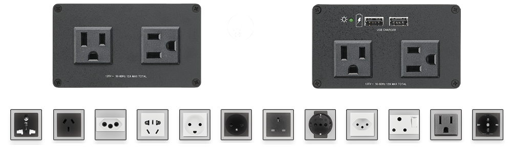 Module mit Steckdosen und USB-Stromanschlüssen
