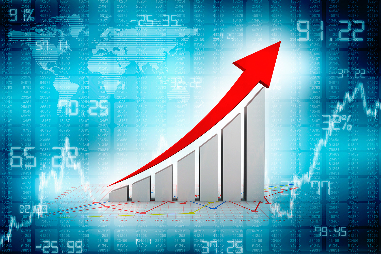 График повышения. График роста. Красивый график роста. Рост рынка. График с положительной динамикой.