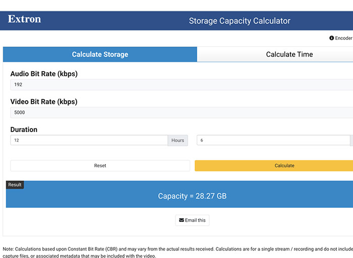 Storage Capacity Calculator