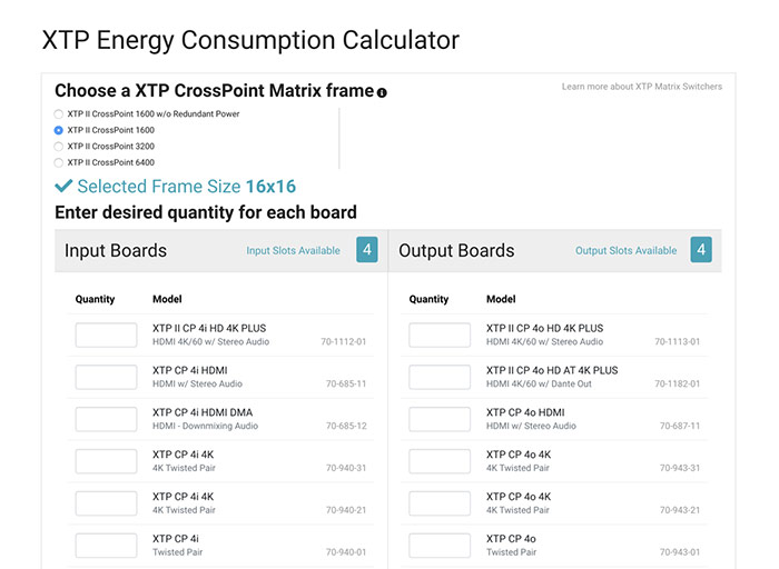 XTP Energy Consumption Calculator