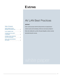 Av Lan Best Practices White Paper