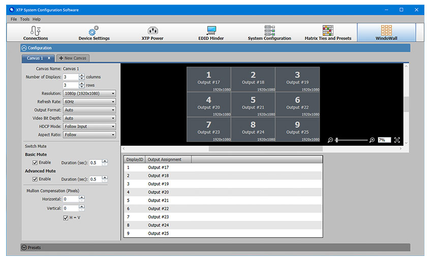Vignette - Capture d'écran de la configuration du canevas du mur d'images avec XTP