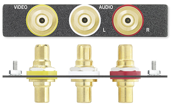 Three RCA Female to Female Barrels - Black with Silkscreen