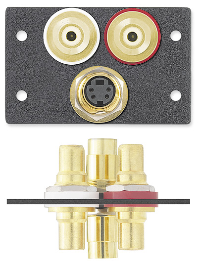 One S-Video Female to Female Barrel, Two RCA Female to Female Barrels