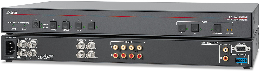 EXTRON SW 4AV RCA 4 Input Composite Video & Stereo Audio Switcher