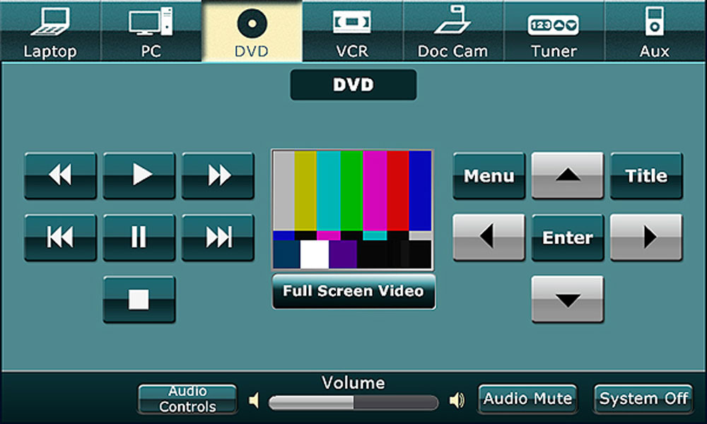 Vortex resource green template DVD screen with menu, enter, and title buttons.