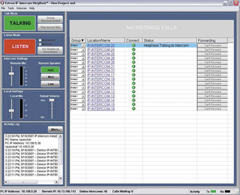The Extron IP Intercom HelpDesk Software