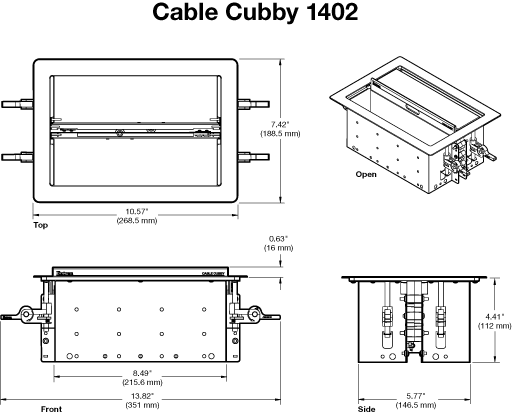 Cable Cubby 1402 Panel Drawing