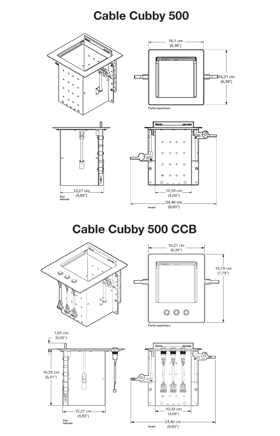 Cable Cubby 500 Panel Drawing