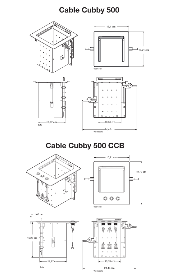 Cable Cubby  500 Panel Drawing