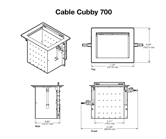 Cable Cubby 700 Panel Drawing