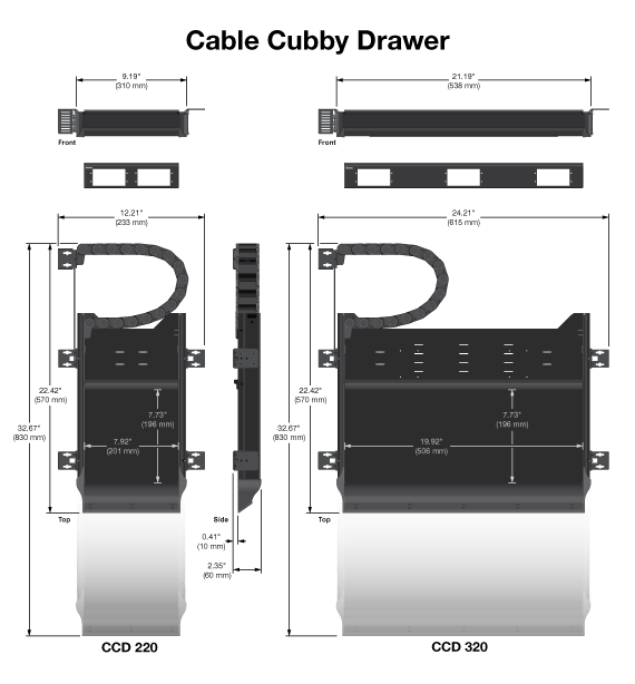 Cable Cubby Drawer Panel Drawing