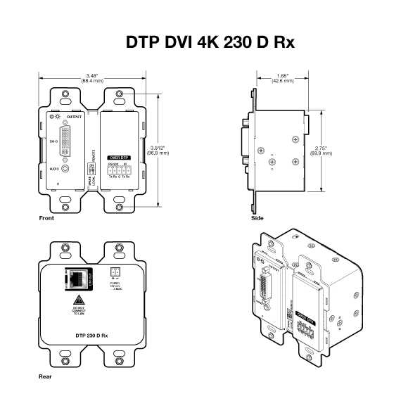DTP DVI 4K 230 D Rx Panel Drawing