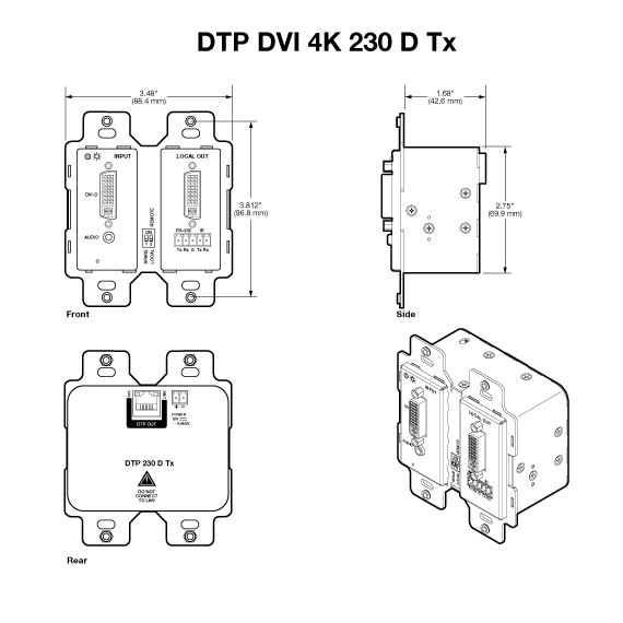 DTP DVI 4K 230 D Tx Panel Drawing