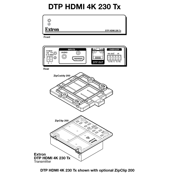 DTP HDMI 4K 230 Tx Panel Drawing