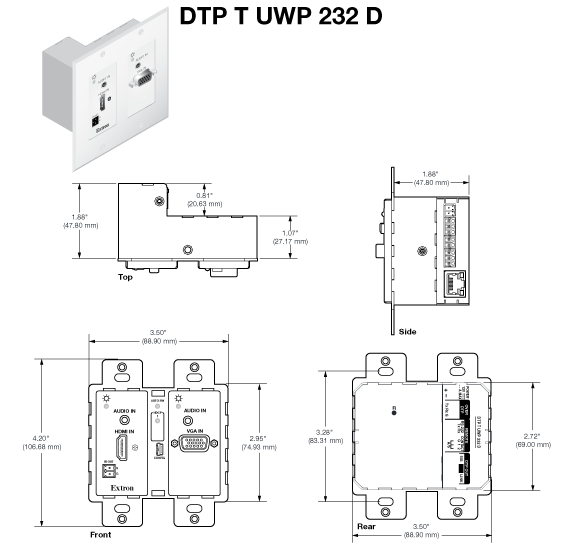 DTP T UWP 232 D Panel Drawing