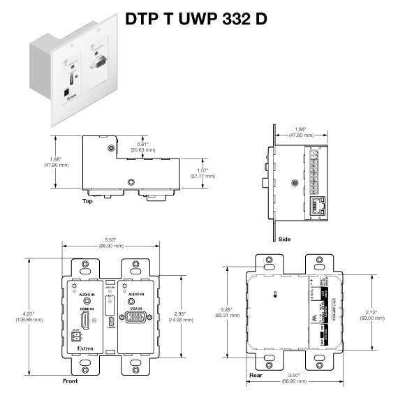 DTP T UWP 332 D Panel Drawing