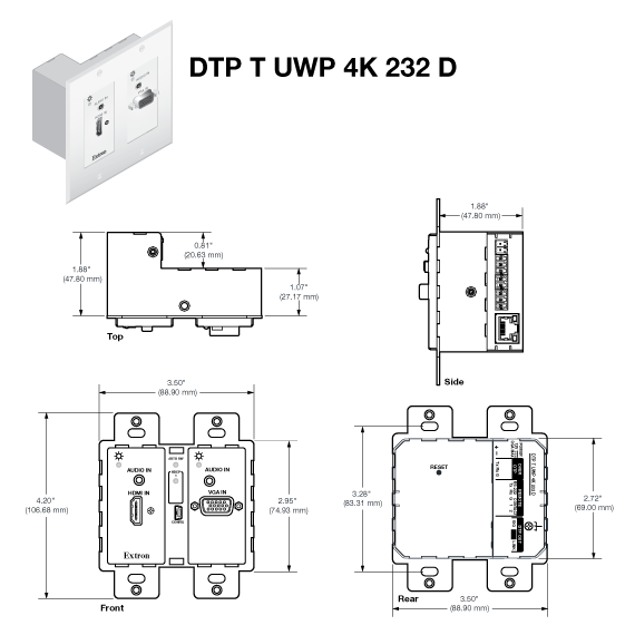 DTP T UWP 4K 232 D Panel Drawing
