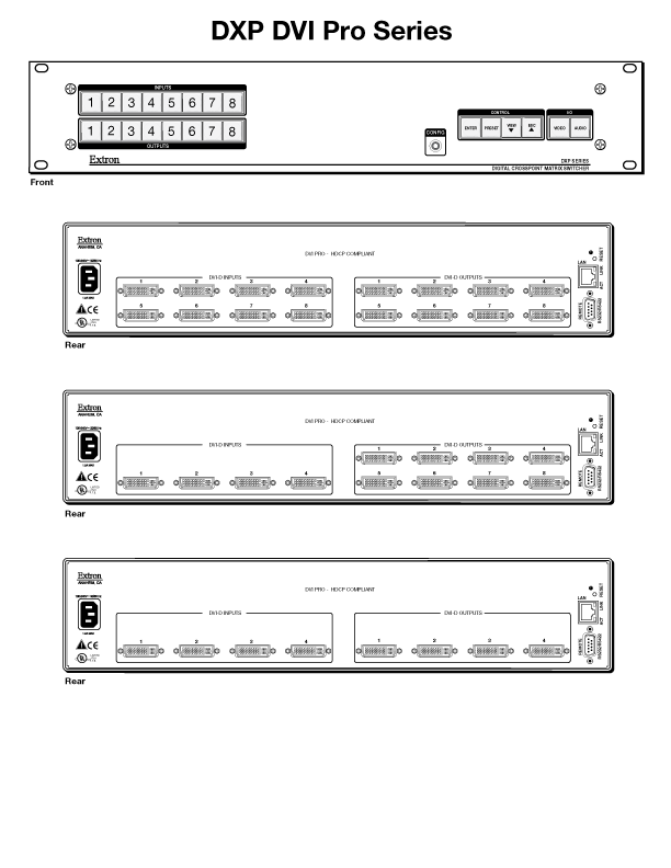 DXP DVI Pro Series Panel Drawing