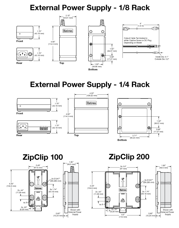 PS Series Desktop Power Supply Panel Drawing
