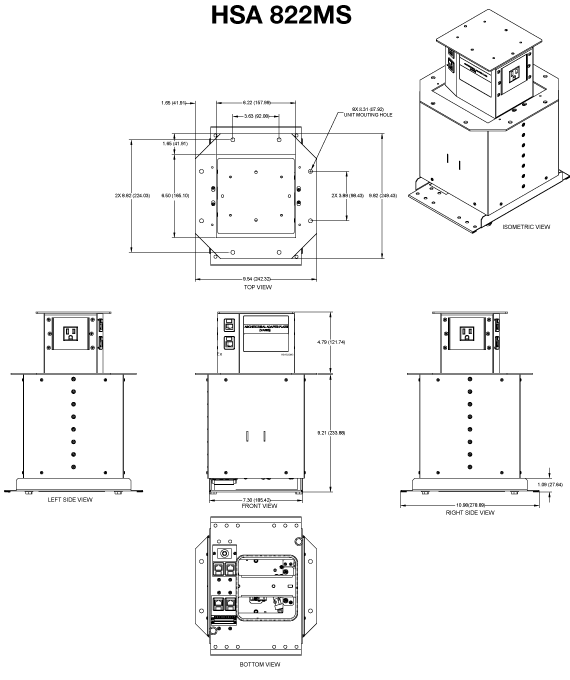 Hideaway® HSA 822MS Panel Drawing