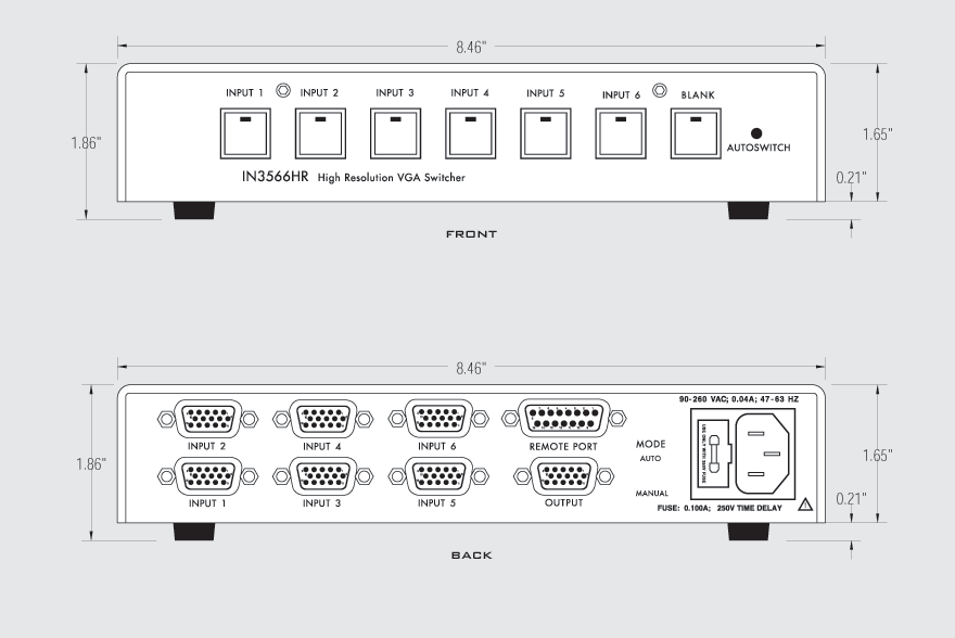 IN3564HR/IN3566HR Panel Drawing