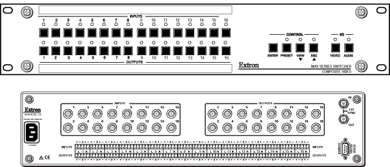 MAV 1616 V & MAV 1616 AV Panel Drawing