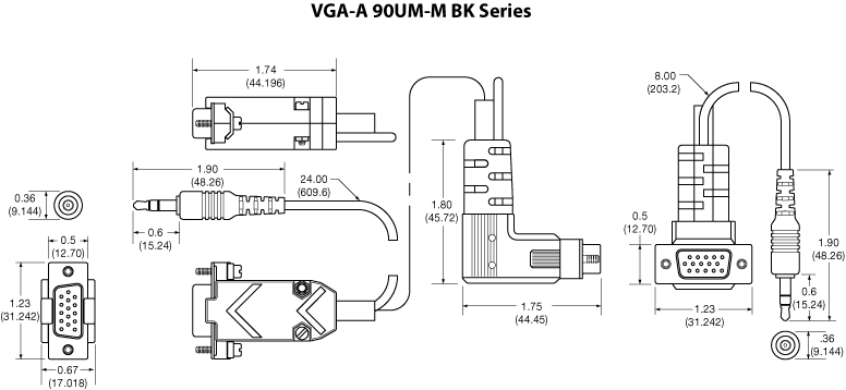 VGA-A 90UM-M BK Panel Drawing