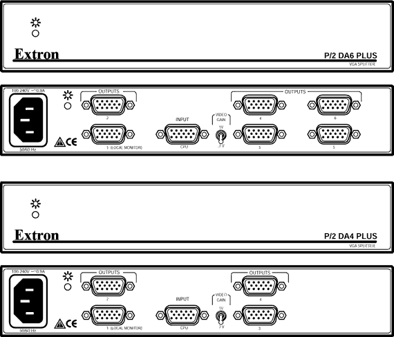 P/2 DA4 Plus & P/2 DA6 Plus Panel Drawing