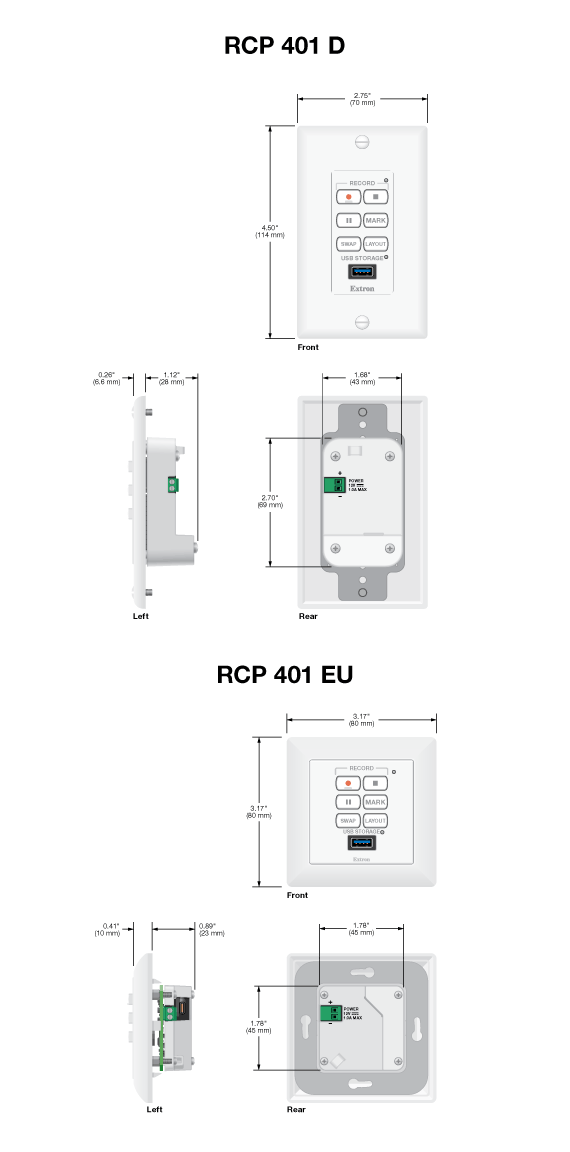 RCP 401 Series Panel Drawing