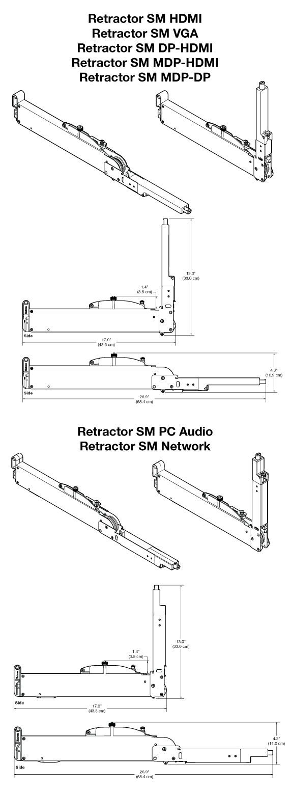 Retractor SM Series Panel Drawing